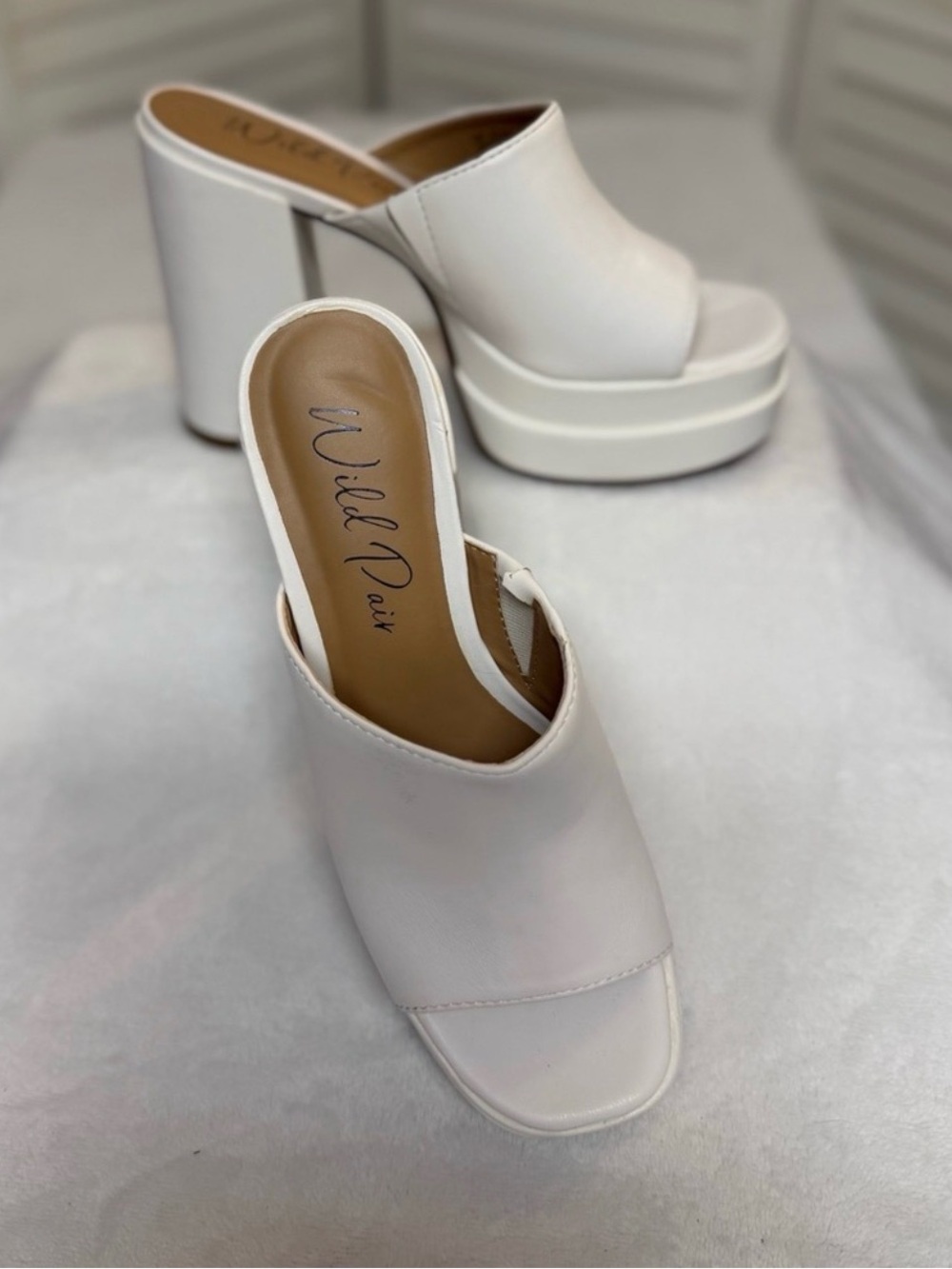 White platform mules clogs
